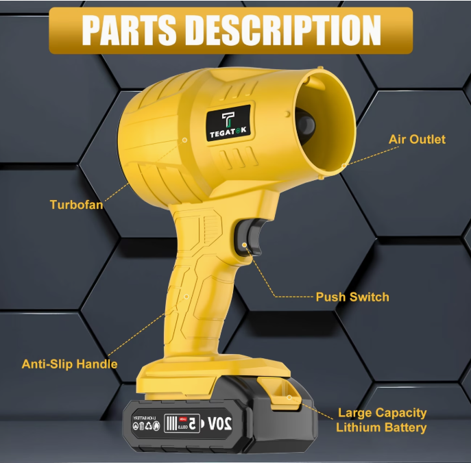 Turbo Blower, 20000RPM Electric Cordless Leaf Blower, 20V 2.0/4.0AH Battery Jet