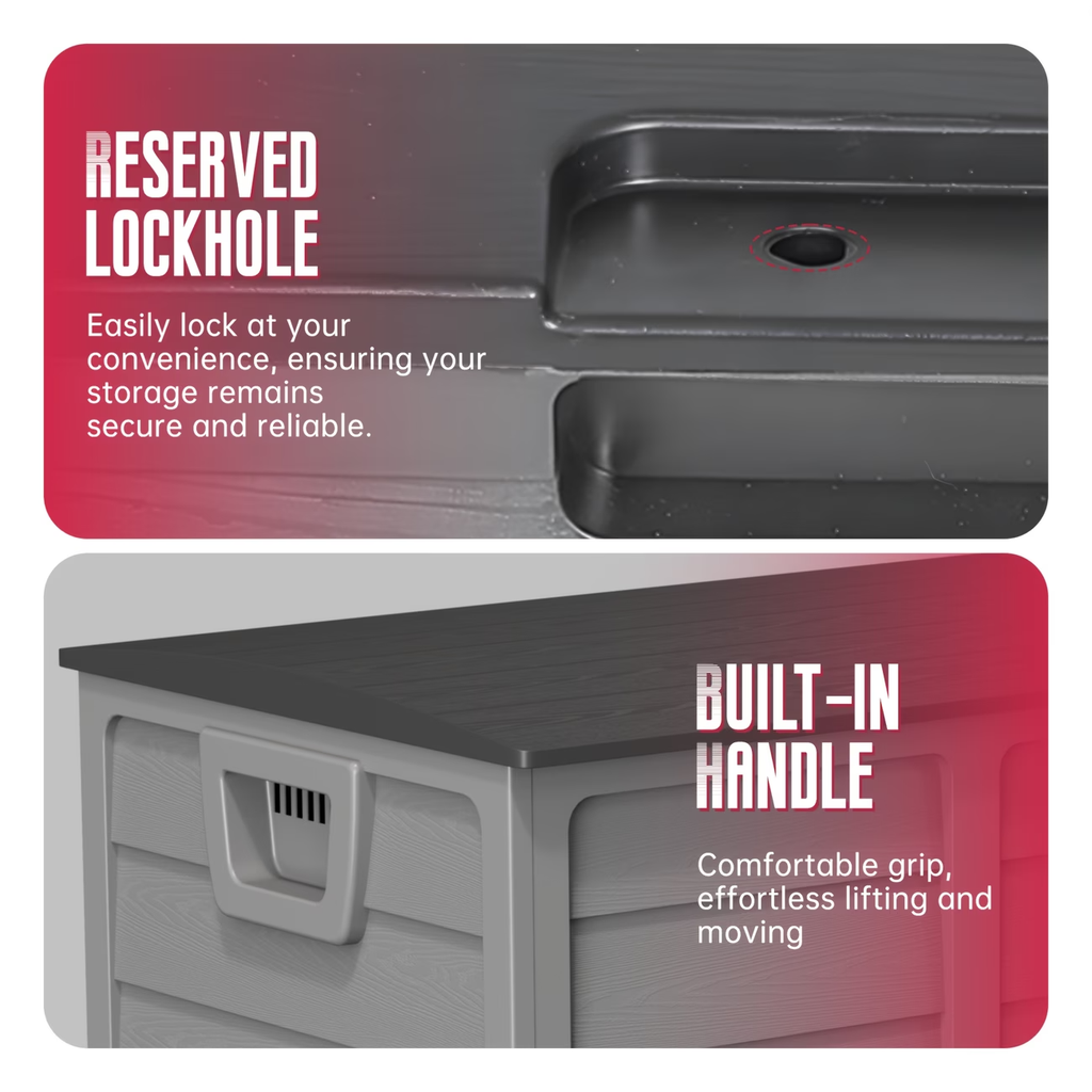 Premium 75 Gallon Resin Outdoor Storage Deck Box with Built-In Handles