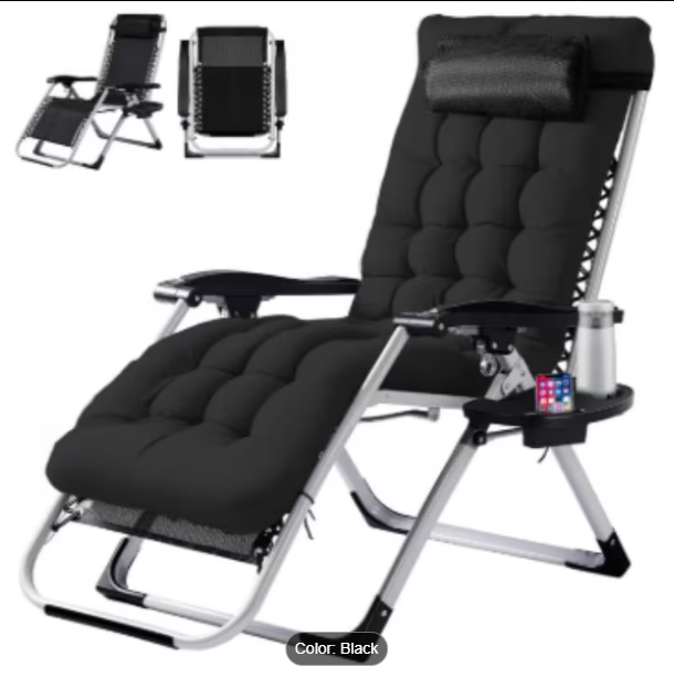 Premium Zero Gravity Recliner & Foldable Patio Chair with Cup Holder Tray