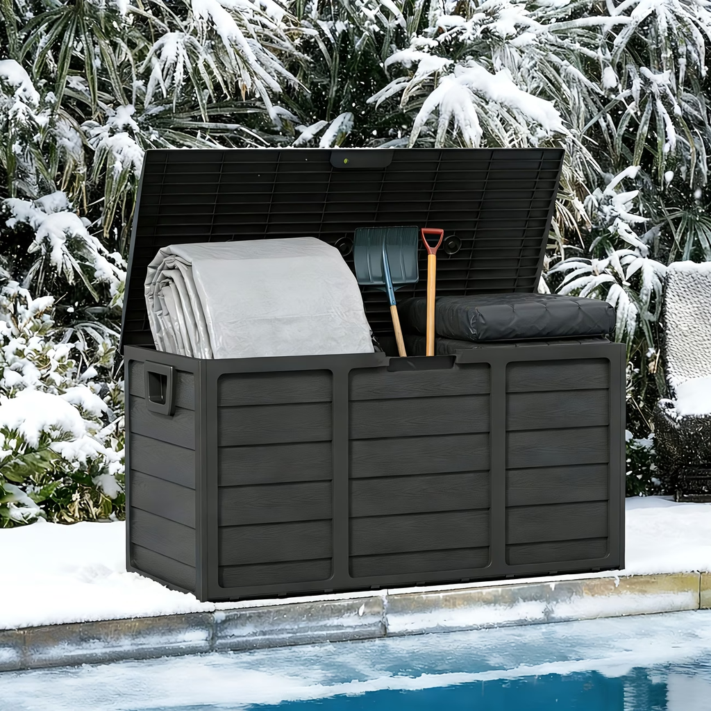 Premium 75 Gallon Resin Outdoor Storage Deck Box with Built-In Handles