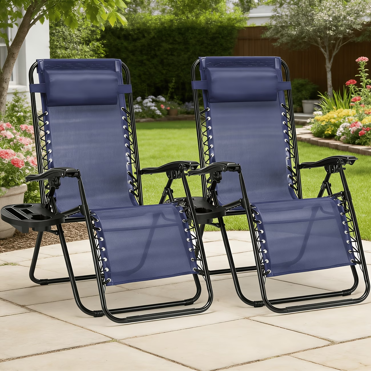 Premium Zero Gravity Recliner & Foldable Patio Chair with Cup Holder Tray