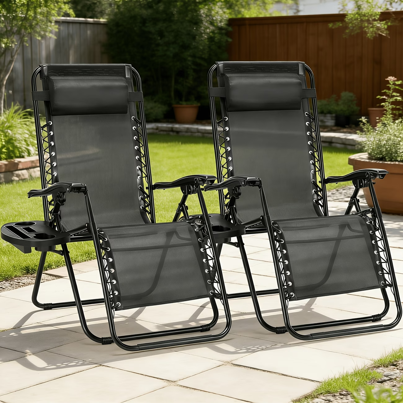 Premium Zero Gravity Recliner & Foldable Patio Chair with Cup Holder Tray