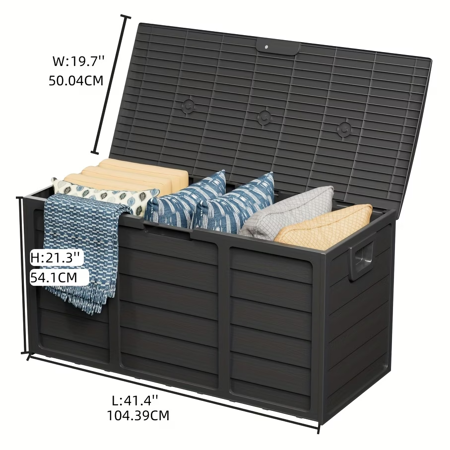 Premium 75 Gallon Resin Outdoor Storage Deck Box with Built-In Handles