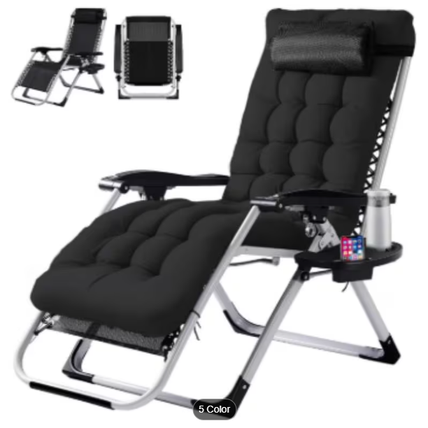 Premium Zero Gravity Recliner & Foldable Patio Chair with Cup Holder Tray