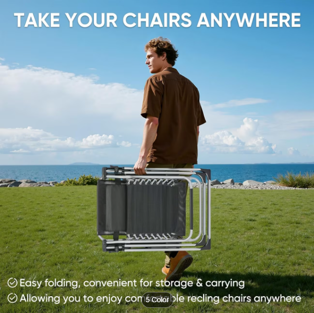 Premium Zero Gravity Recliner & Foldable Patio Chair with Cup Holder Tray