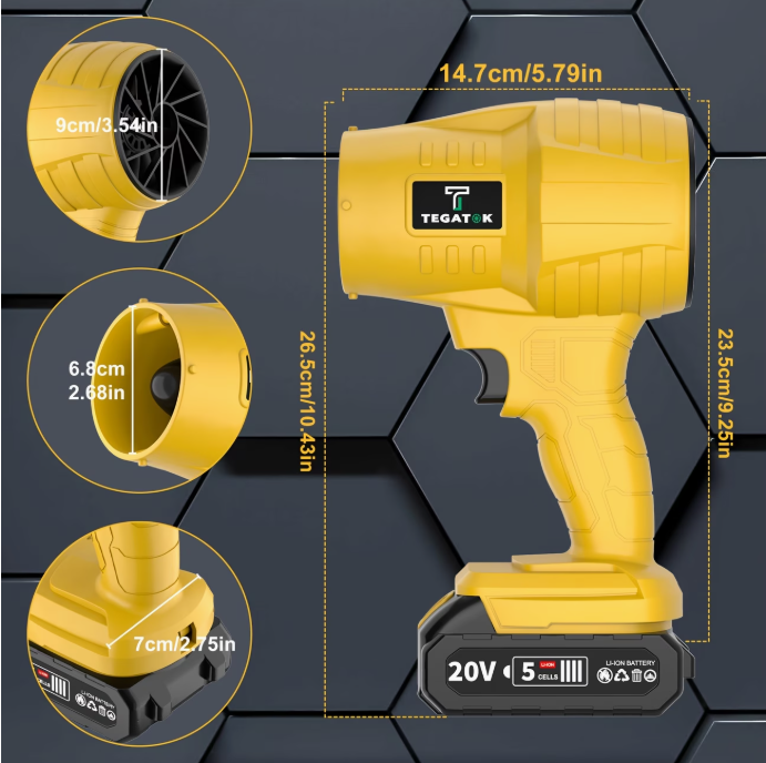 Turbo Blower, 20000RPM Electric Cordless Leaf Blower, 20V 2.0/4.0AH Battery Jet