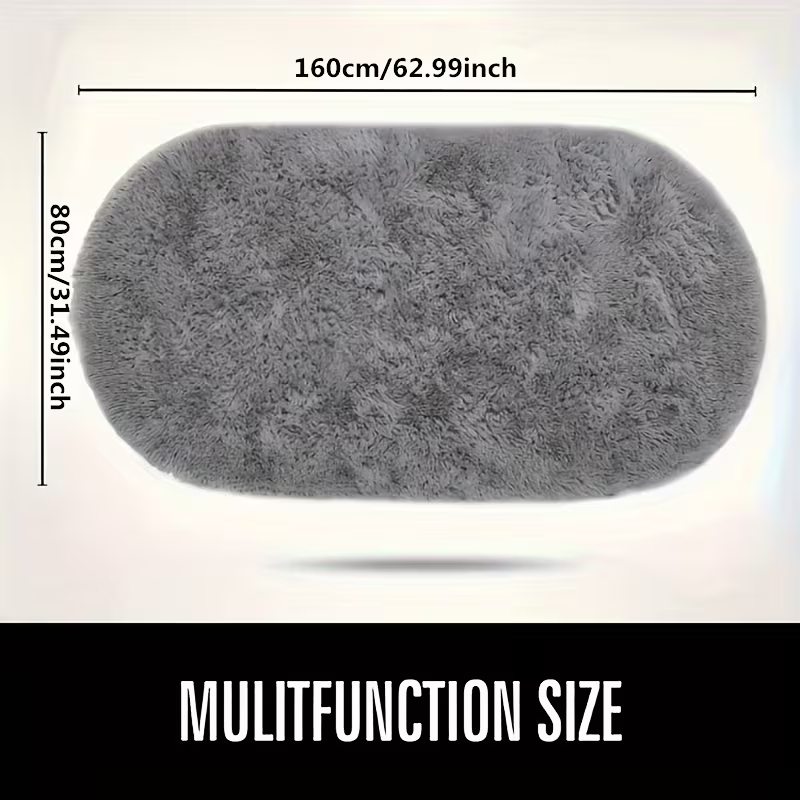 Luxury Oval Bedside Rug | Ultra-Soft Plush End-of-Bed Mat | Versatile Modern Coffee Table Accent Rug