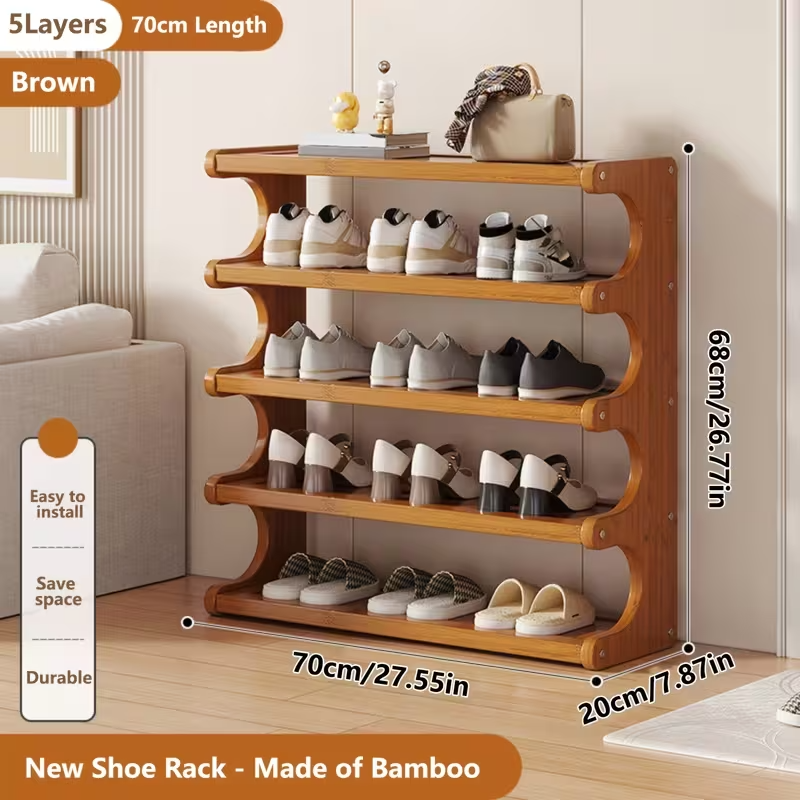 Premium Bamboo Shoe Rack | 5-Tier & 6-Tier Options | Eco-Friendly Space-Saving Organizer