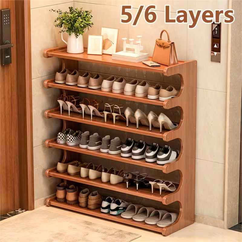 Premium Bamboo Shoe Rack | 5-Tier & 6-Tier Options | Eco-Friendly Space-Saving Organizer