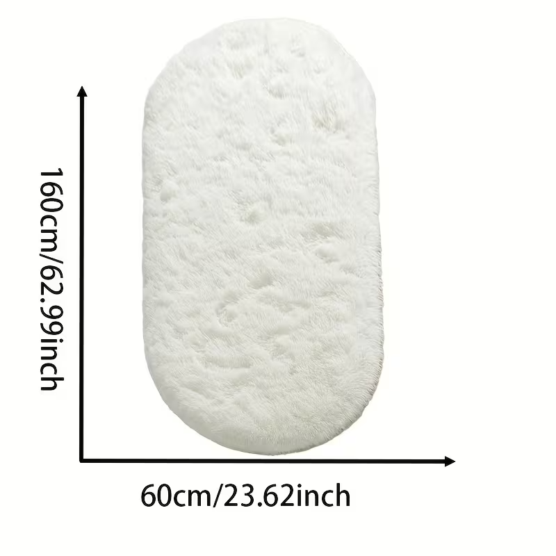 Luxury Oval Bedside Rug | Ultra-Soft Plush End-of-Bed Mat | Versatile Modern Coffee Table Accent Rug