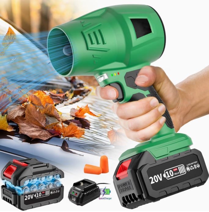 Turbo Blower, 20000RPM Electric Cordless Leaf Blower, 20V 2.0/4.0AH Battery Jet