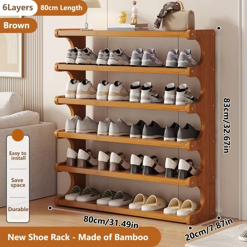 Premium Bamboo Shoe Rack | 5-Tier & 6-Tier Options | Eco-Friendly Space-Saving Organizer