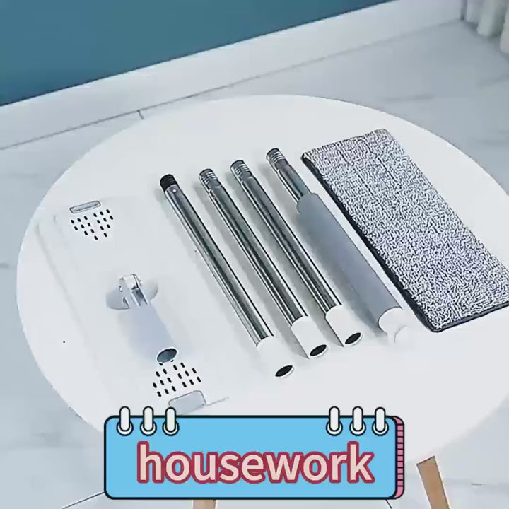 Premium Hands-Free Flat Mop & Bucket Set | Wet & Dry Dual Cleaning | 360° Swivel Space-Saving Floor Tool