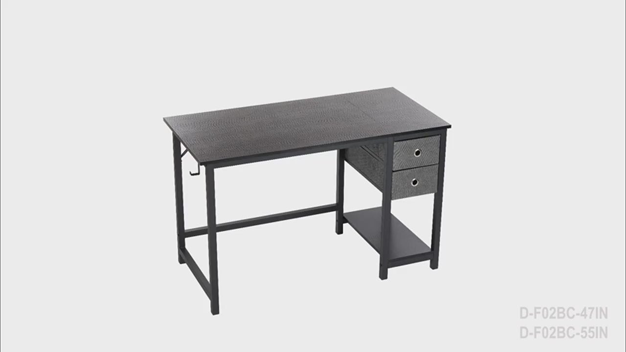 47-Inch Modern Computer Gaming Desk with 2 Fabric Storage Drawers | Versatile Home Office Study Table | Sturdy Writing Desk for Work & Education