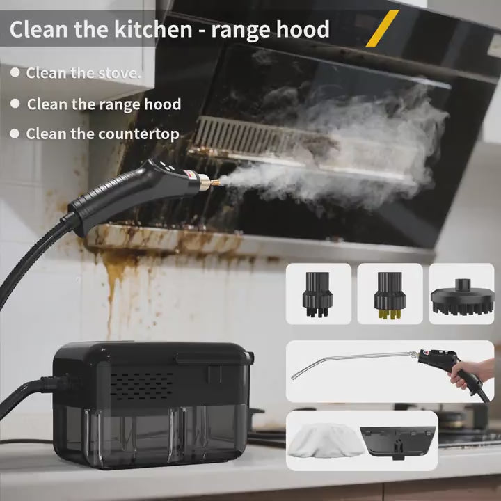 High-Pressure Handheld Steam Cleaner | 9-Gear Adjustable Deep Cleaning Machine | LCD Display & 40.58oz Tank for Kitchen Grease & Tile Grout