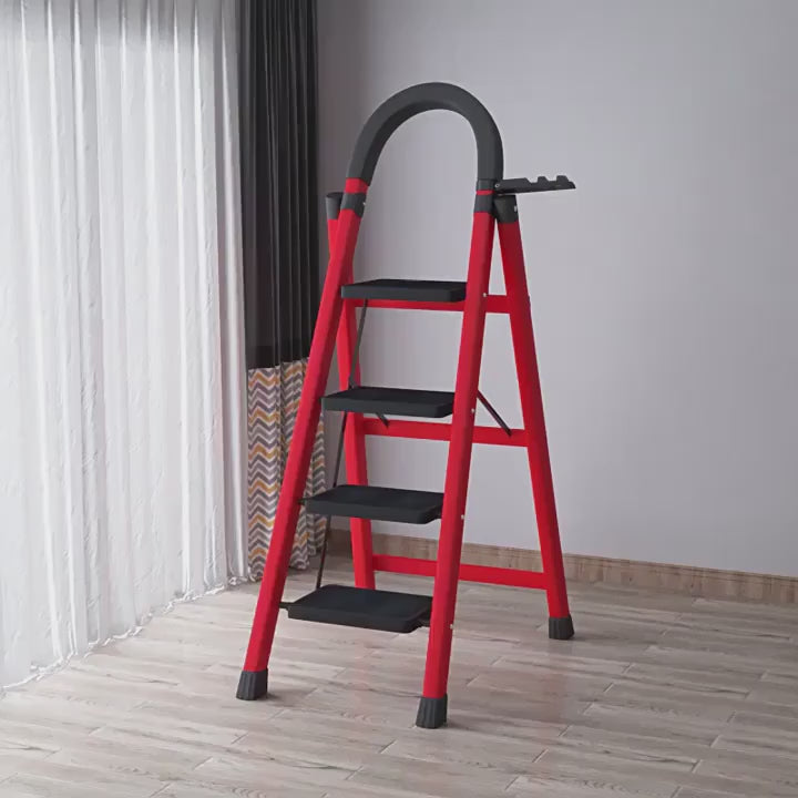 Multi-Functional Foldable Step Ladder | 3/4/5 Step Options | Portable Heavy-Duty Metal & Plastic Indoor Stairs