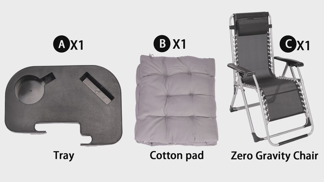 Premium Zero Gravity Recliner & Foldable Patio Chair with Cup Holder Tray