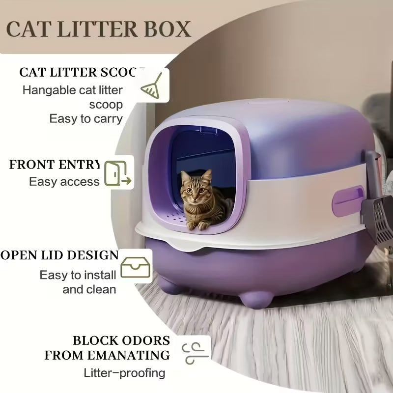 Premium Foldable Enclosed Cat Litter Box | Drawer-Style Design for Easy Cleaning | Anti-Tracking Top Exit & Scoop Included | Ideal for Small to Medium Cats