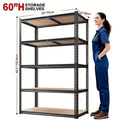 72" Heavy-Duty 5-Tier Garage Shelving Unit | 2000lbs Total Capacity | Adjustable Steel Storage Rack for Pantry, Kitchen & Garage (Black)