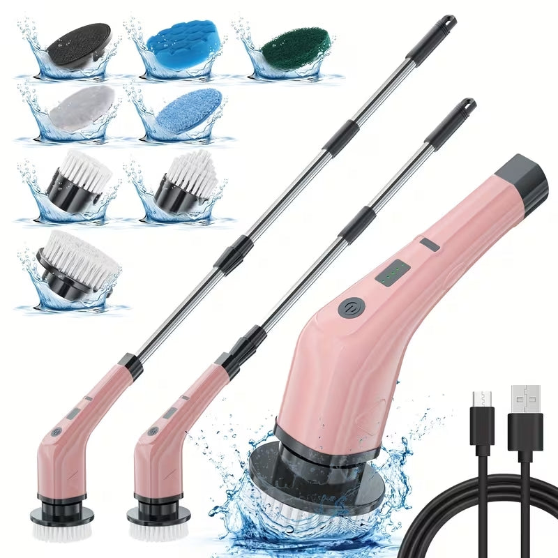 2026 Ultra-Power 7-in-1 Electric Cleaning Brush | Extendable Long Handle Scrubber | Cordless Waterproof Sweeper for Kitchen, Bathroom & Floor
