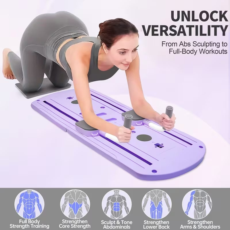 8-in-1 Multifunctional Folding Pilates Board | Full Body Home Gym Set with Resistance Bands | Portable Push-Up & Core Strength Trainer