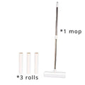 Premium Long-Handled Lint Roller Set (4-Piece) | Retractable Pet Hair & Dust Remover for Floors, Carpets & Sofas | 3 Extra Sticky Refill Rolls Included