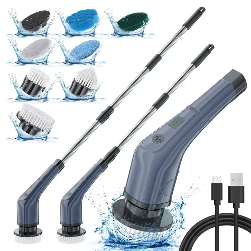 2026 Ultra-Power 7-in-1 Electric Cleaning Brush | Extendable Long Handle Scrubber | Cordless Waterproof Sweeper for Kitchen, Bathroom & Floor