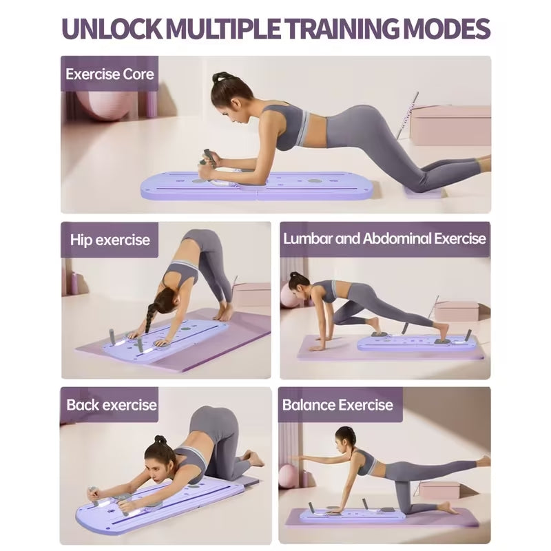 8-in-1 Multifunctional Folding Pilates Board | Full Body Home Gym Set with Resistance Bands | Portable Push-Up & Core Strength Trainer