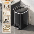 15L/3.96 Gal Slim Dual-Opening Trash Can - Chrome Plated Waste Bin with Pedal & Press Lid