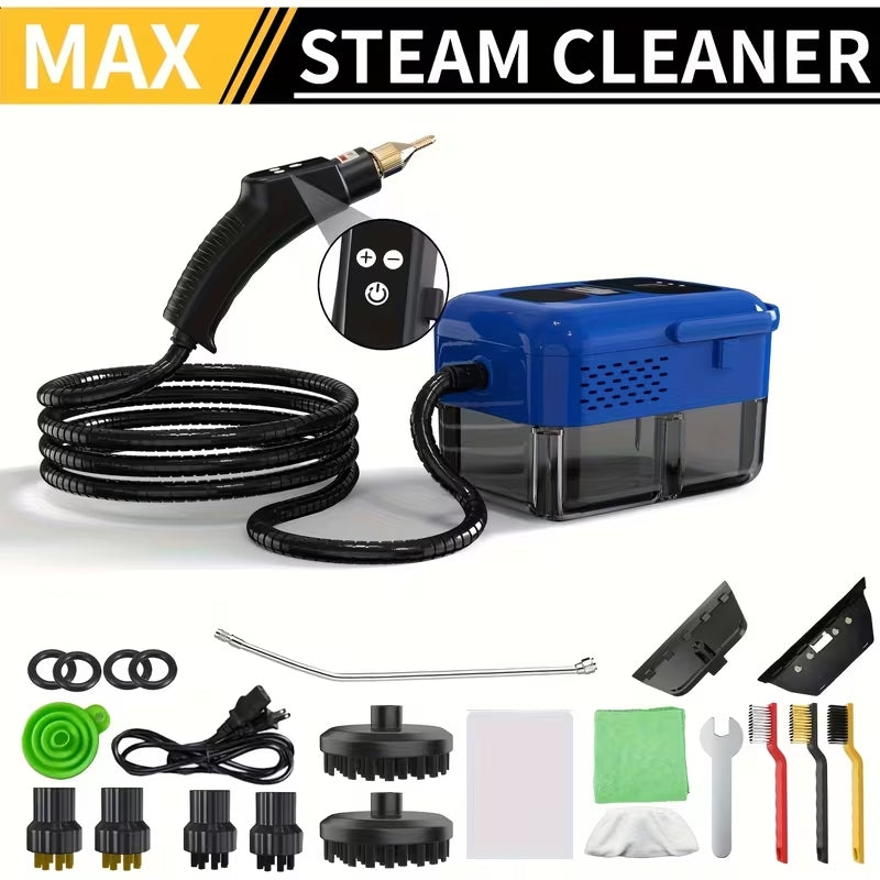 High-Pressure Handheld Steam Cleaner | 9-Gear Adjustable Deep Cleaning Machine | LCD Display & 40.58oz Tank for Kitchen Grease & Tile Grout