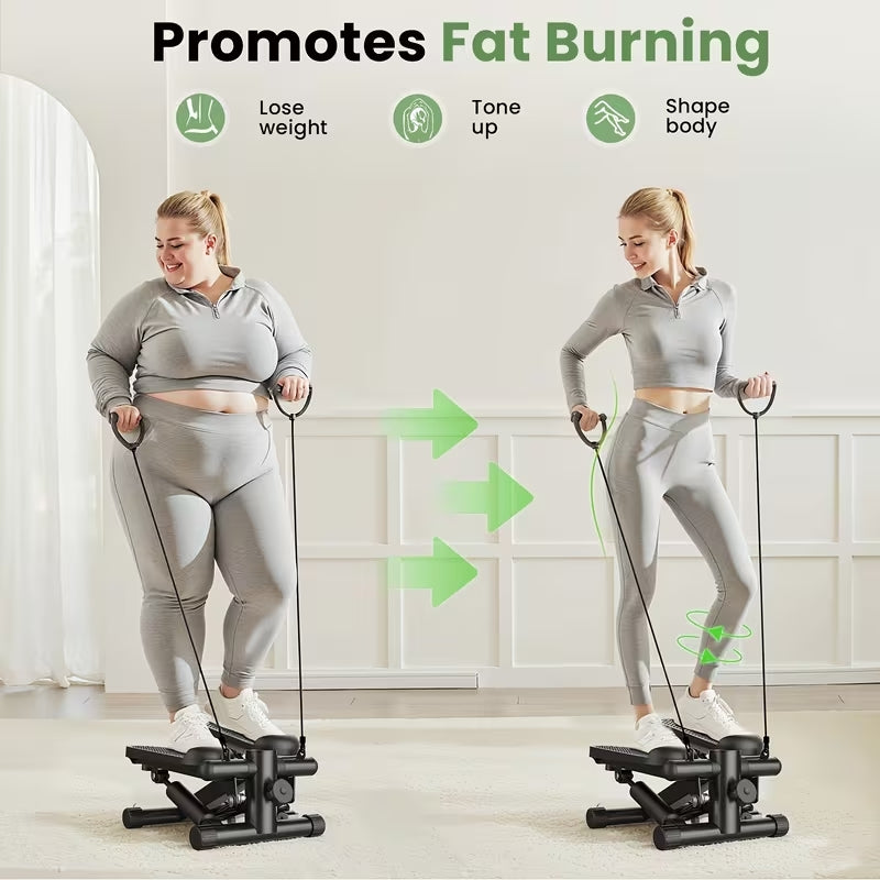 Premium Mini Exercise Stepper with Resistance Bands | Compact Full-Body Twist Motion Machine | 300lbs Capacity Portable Home Fitness Gear