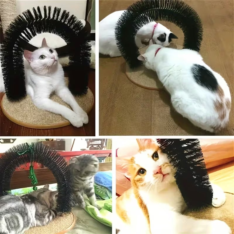 The "Purr-fect" Cat Arch Self-Groomer & Massager | 2-in-1 Scratching Post & Deshedding Brush | Durable Cat Furniture for Kittens & Seniors