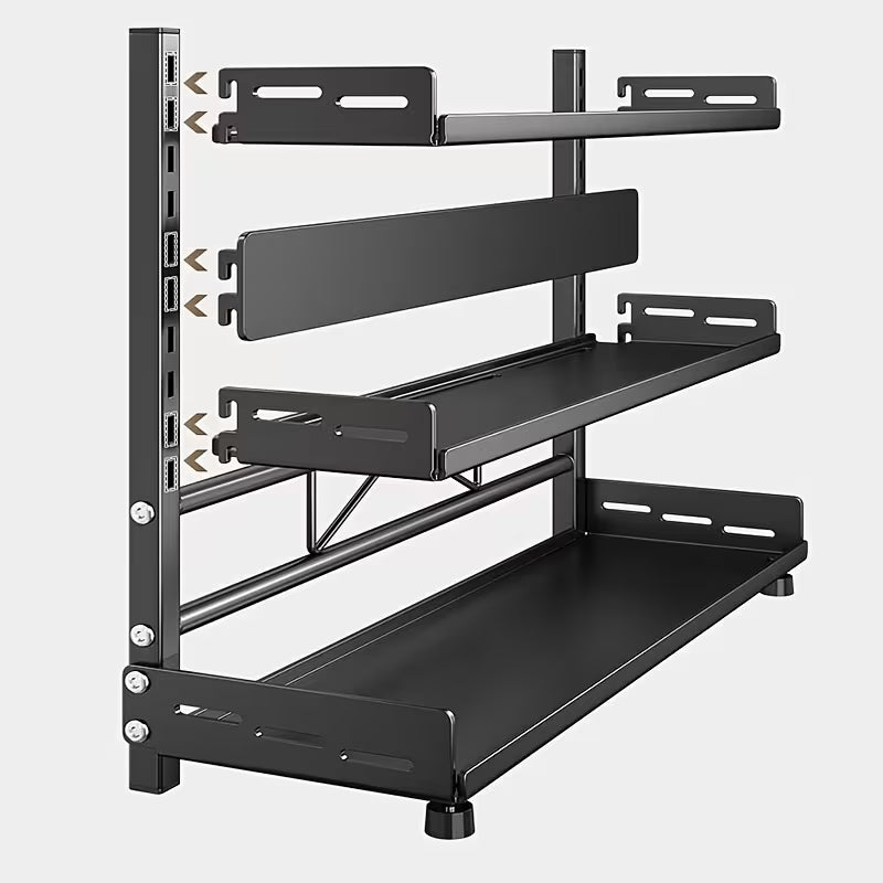 All-in-One Multi-Tier Kitchen Countertop Organizer | Integrated Knife Stand & Seasoning Rack | Space-Saving Storage for Spices, Oils & Utensils