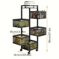 Premium 5-Tier Rotating Storage Trolley with Wheels | Square Multi-Layer Rolling Basket Organizer | Space-Saving Rack for Office, Kitchen & Bathroom