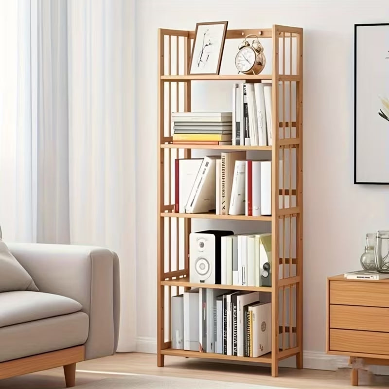 Scandinavian Minimalist Bamboo Shelf | Versatile Compact Bookshelf & Display Rack | Fast & Easy Assembly Storage Unit