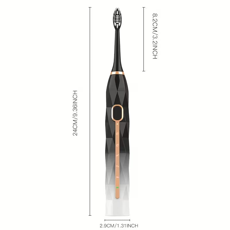 Premium Sonic Electric Toothbrush | IPX8 Fully Waterproof | 8 Replacement Heads & Travel Case Included | Durable Metal Shaft & USB Charging