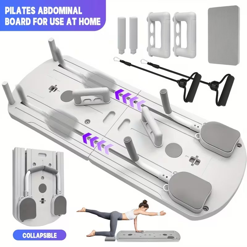 8-in-1 Multifunctional Folding Pilates Board | Full Body Home Gym Set with Resistance Bands | Portable Push-Up & Core Strength Trainer
