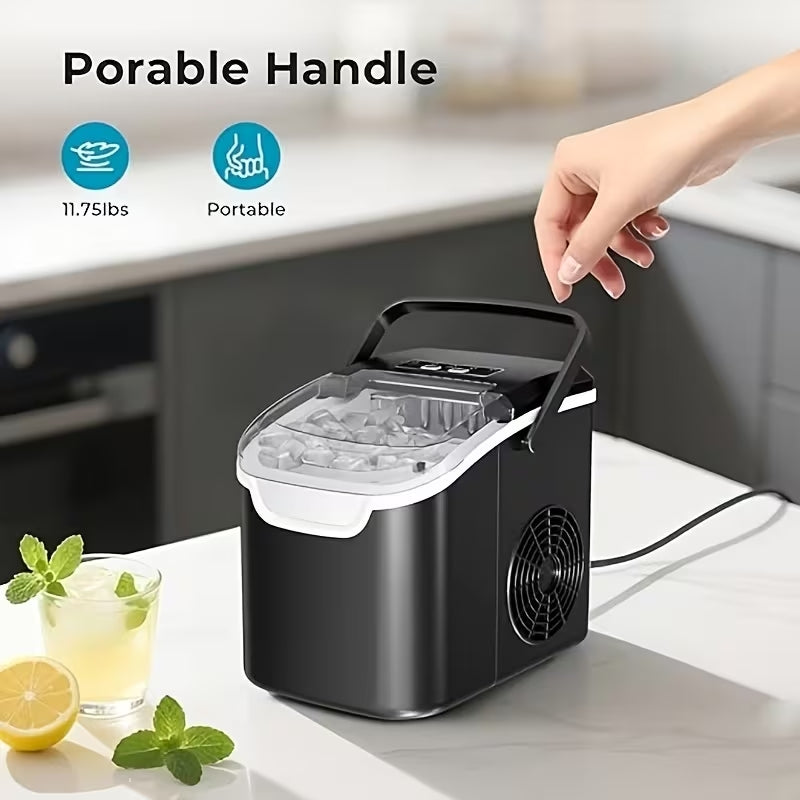 Premium Compact Countertop Ice Maker | 9 Bullet Cubes in 8 Minutes | 26lbs Daily Capacity Portable Machine for Home Bar, Office & Kitchen