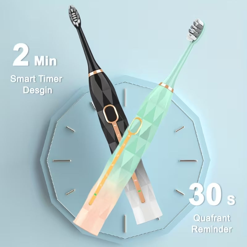 Premium Sonic Electric Toothbrush | IPX8 Fully Waterproof | 8 Replacement Heads & Travel Case Included | Durable Metal Shaft & USB Charging