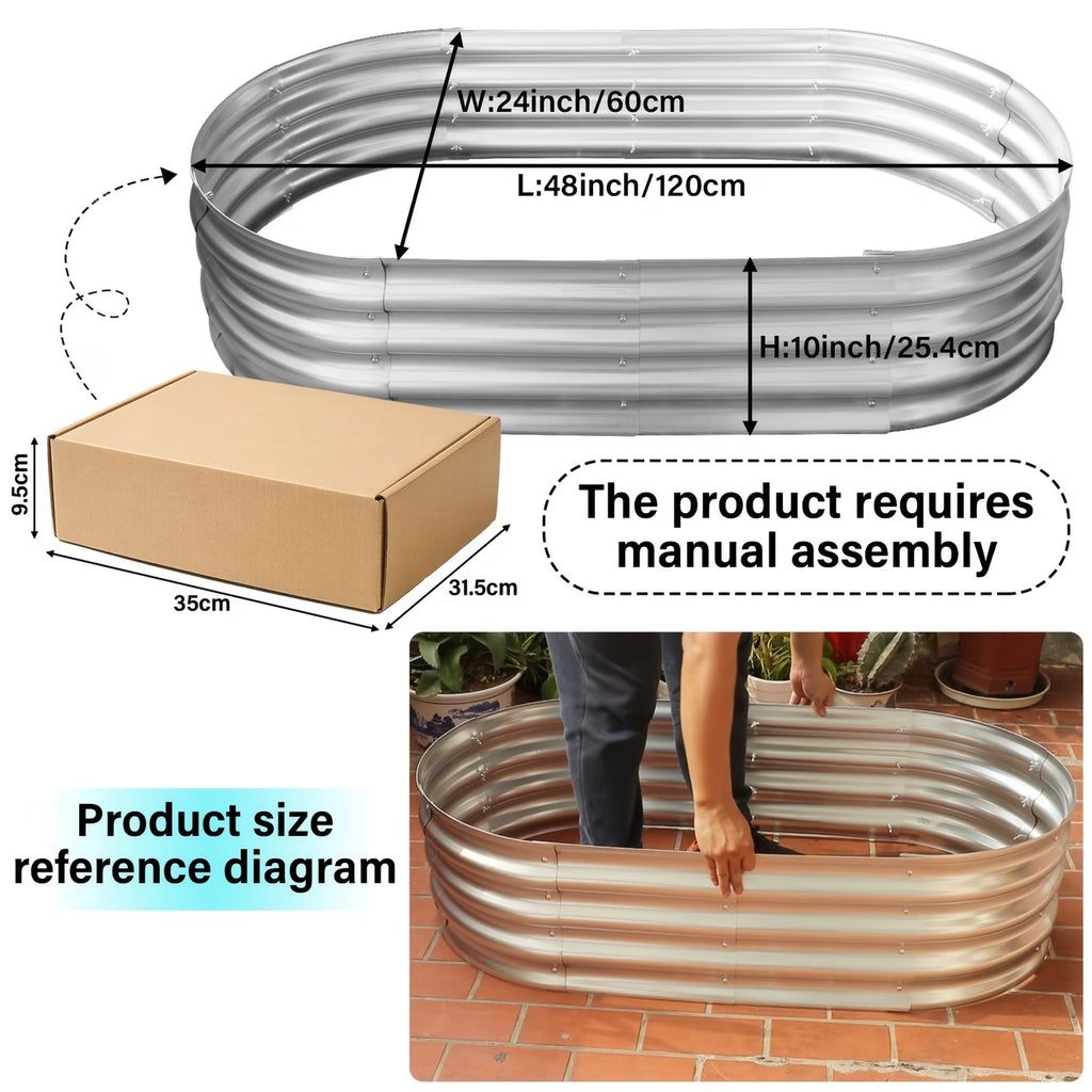 Large Oval Galvanized Raised Garden Bed - Rust-Resistant Outdoor Metal Planter Box