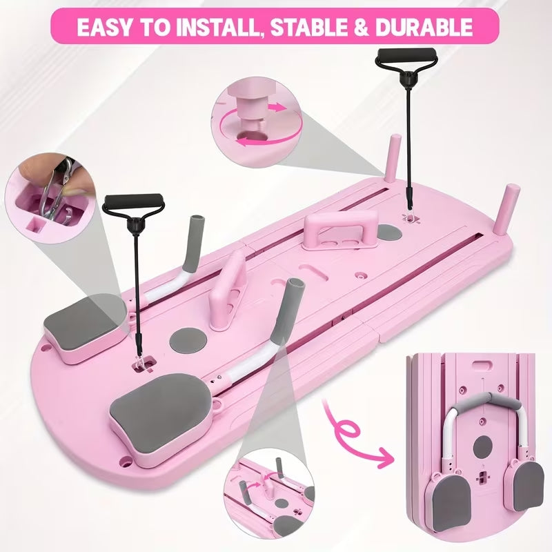 8-in-1 Multifunctional Folding Pilates Board | Full Body Home Gym Set with Resistance Bands | Portable Push-Up & Core Strength Trainer