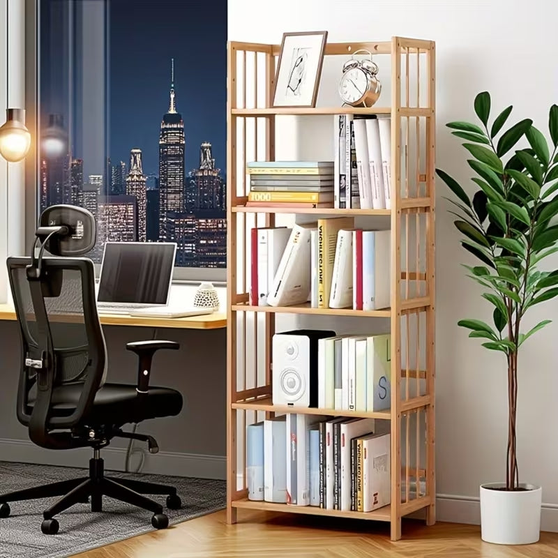 Scandinavian Minimalist Bamboo Shelf | Versatile Compact Bookshelf & Display Rack | Fast & Easy Assembly Storage Unit