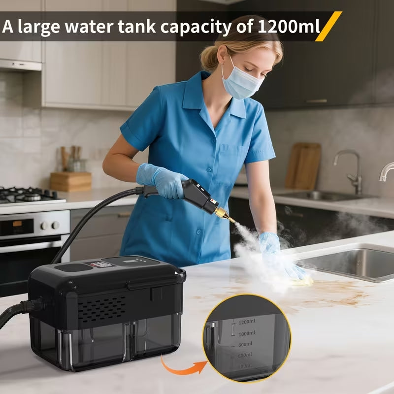 High-Pressure Handheld Steam Cleaner | 9-Gear Adjustable Deep Cleaning Machine | LCD Display & 40.58oz Tank for Kitchen Grease & Tile Grout