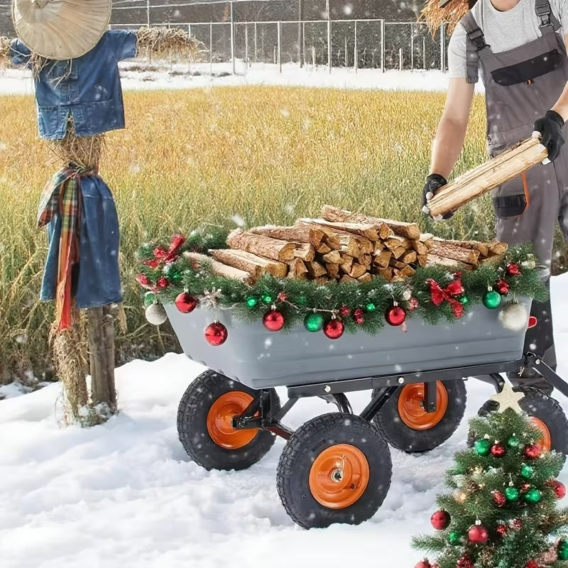 Heavy-Duty Poly Garden Dump Cart - 800 Lbs Capacity Yard Wagon with 10" Tires & Quick Release