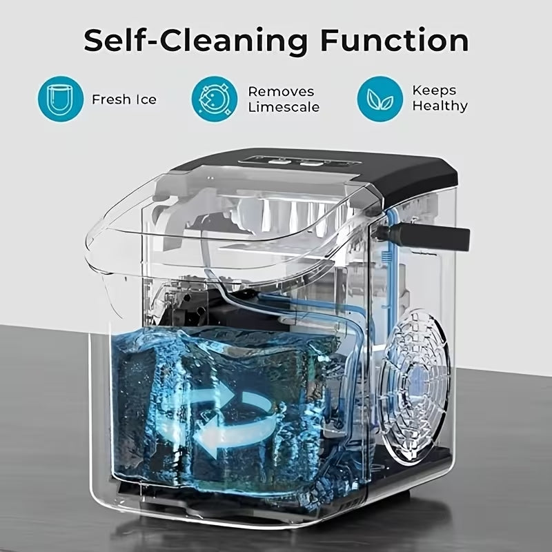 Premium Compact Countertop Ice Maker | 9 Bullet Cubes in 8 Minutes | 26lbs Daily Capacity Portable Machine for Home Bar, Office & Kitchen
