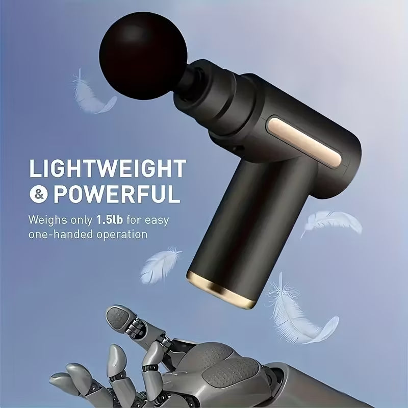 Premium Portable Deep Tissue Massage Gun | 6-Speed Muscle Recovery Fascia Gun | USB Rechargeable with 4 Interchangeable Heads