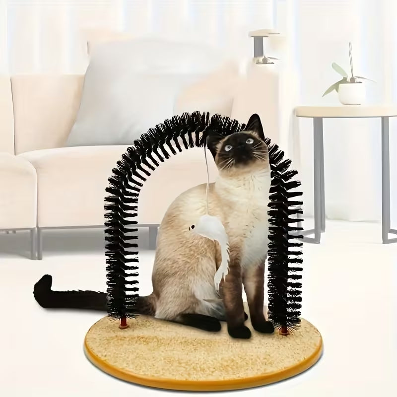 The "Purr-fect" Cat Arch Self-Groomer & Massager | 2-in-1 Scratching Post & Deshedding Brush | Durable Cat Furniture for Kittens & Seniors