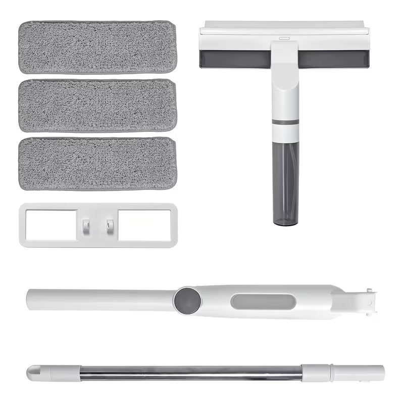 Professional 3-in-1 Window Cleaning Kit | Telescopic Extendable Pole with Spray & Water Collection Tank | Streak-Free Glass Cleaner for High Windows, Showers & Cars