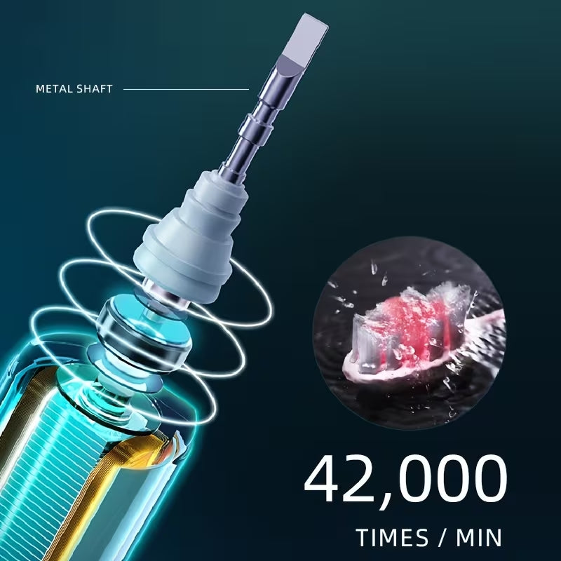 Premium Sonic Electric Toothbrush | IPX8 Fully Waterproof | 8 Replacement Heads & Travel Case Included | Durable Metal Shaft & USB Charging