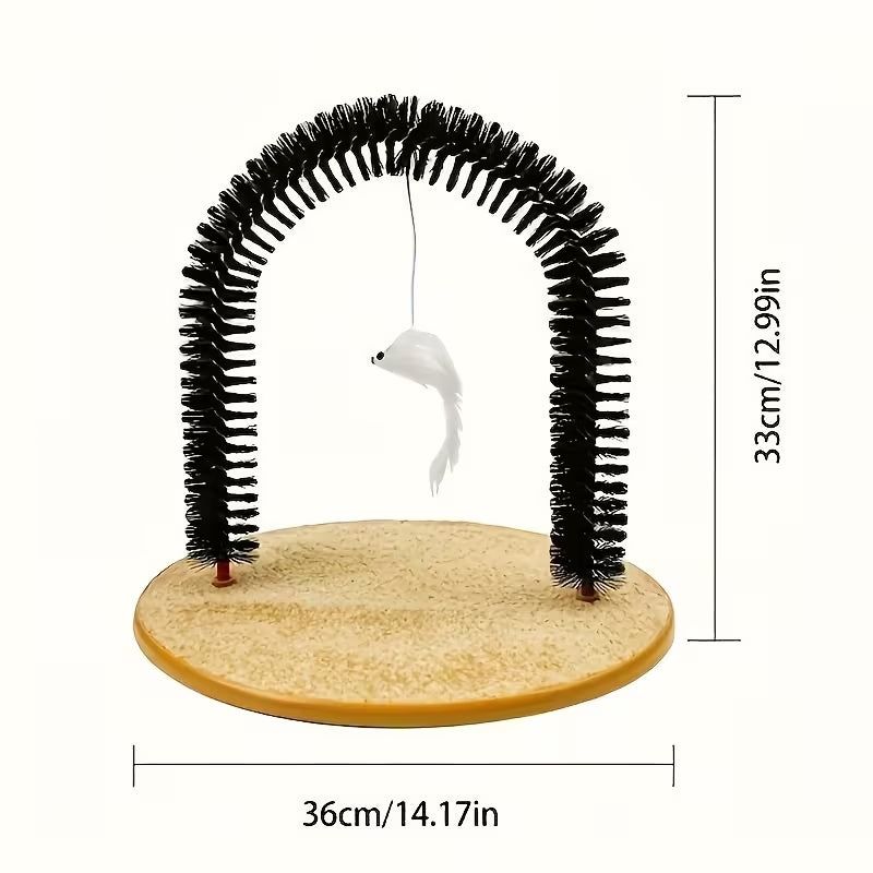 The "Purr-fect" Cat Arch Self-Groomer & Massager | 2-in-1 Scratching Post & Deshedding Brush | Durable Cat Furniture for Kittens & Seniors